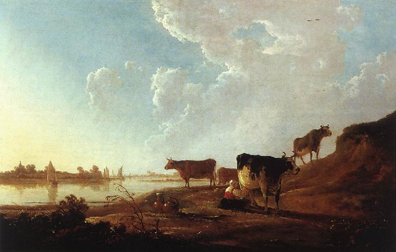 CUYP, Aelbert River Scene with Milking Woman sdf oil painting image